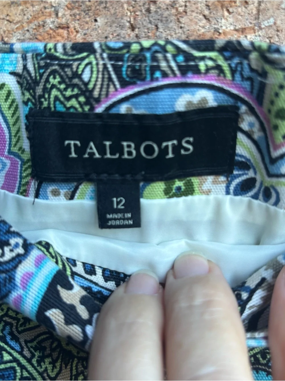 Talbots Paisley Pencil Skirt - Green, Blue, Pink